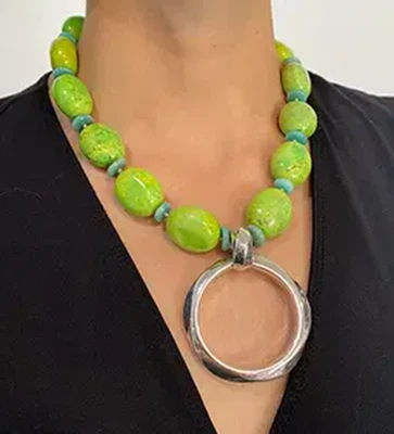 Beautiful Simon Sebbag Necklace Chunky Turquoise Sterling Pendant Signed SSD Foto 1 de 4