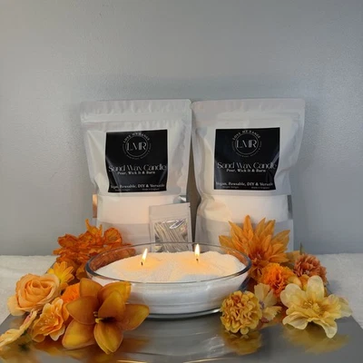 50 Cotton Wick Sand Wax Candle 1kg - DIY Eco Candle Kit Reusable Vegan No Waste - Image 1 of 4