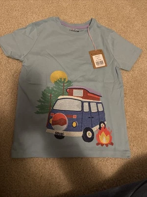 Boys Size Small 6/7 Mini Boden Tshirt New with Tags Blue Camping Adventure Tee - Image 1 of 4