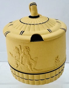 Vtg Wedgwood England Caneware Jasper Ware Mustard Jelly Condiment Jar with Lid - Picture 1 of 9