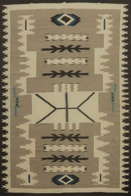 Reversible Southwestern Geometric Wool Kilim Oriental Rug 10x13 ft Flat-weave - Image 1 of 4