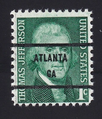 1278c Thomas Jefferson 1c Bureau Precancel “Atlanta GA” PSS-81 MNH OG - Image 1 of 2