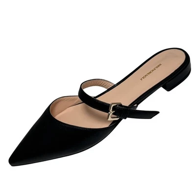 Bruno Magli Pasha Cuero Hebilla Correa Mulas Planas Talla 40 8.5-9 Nuevo $298 Foto 1 de 4