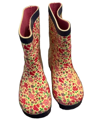 JoJo Maman Bebe Niñas Niño Bebé Botas de Lluvia Rosa Flores Talla 5 Foto 1 de 4