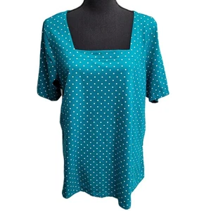 Top Jessica London (18/20) Aqua Polda-Dot cuello cuadrado manga corta - Imagen 1 de 5