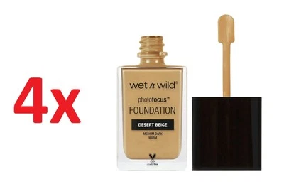 4x Lot Wet n Wild PhotoFocus Foundation Matte 1 fl oz - 372C Desert Beige - NEW - Image 1 of 4