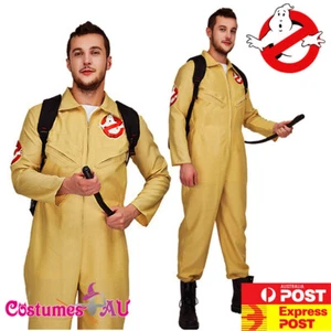 Mens Ghostbusters Costume Adult Ghost Busters Halloween 80s Jumpsuit Backpack - Picture 1 of 6
