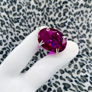 Ciondolo rubellite rosa argento sterling 925 gemma sfaccettata fatto a mano regalo per lei - Foto 1 di 9