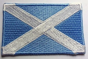 SCOTTISH SCOTLAND SALTIRE FLAG SEW OR IRON ON BIKER MOTORCYCLE PATCH 70mm x 45mm - Picture 1 of 1