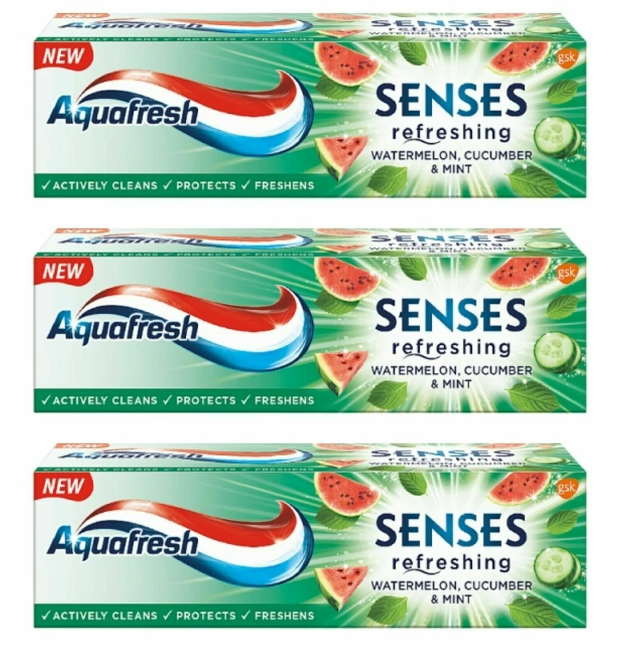 Aquafresh Toothpaste Watermelon Senses Refreshing Cucumber Mint Fluoride Protect - Image 1 of 3