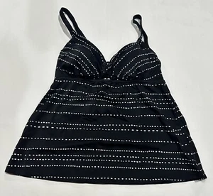 Dreamsuit By Miracle Brands Slimming Control Keyhole Tankini Top - Black 10 - Picture 1 of 3