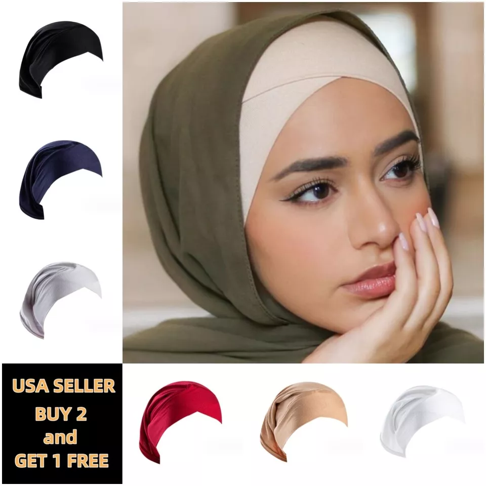 Muslim Women Hijab Hat Chemo Cap Hair Under Cap Scarf Turban Head Wrap Cover D - Image 1 of 4