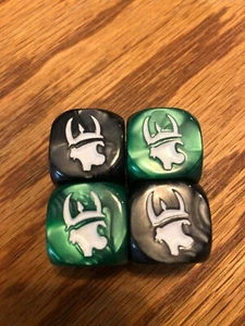 Munchkin - New Unplayed Dice - Set of Two Black and Two Green Dice - Picture 1 of 1