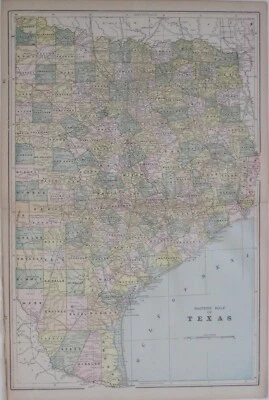 Mapa antiguo original de 1897 del este de Texas Austin Galveston Houston San Antonio Dallas Foto 1 de 4