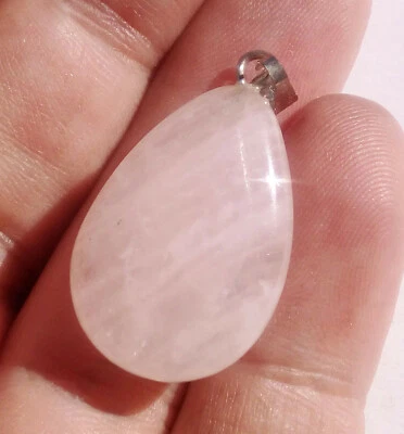 pendentif forme goutte en pierre naturelle de quartz rose 23mm - Photo 1/4