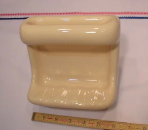 Light Creamy Yellow; Ceramic Soap Dish Tray with washcloth holder/Grab Bar NEW - Picture 1 of 12