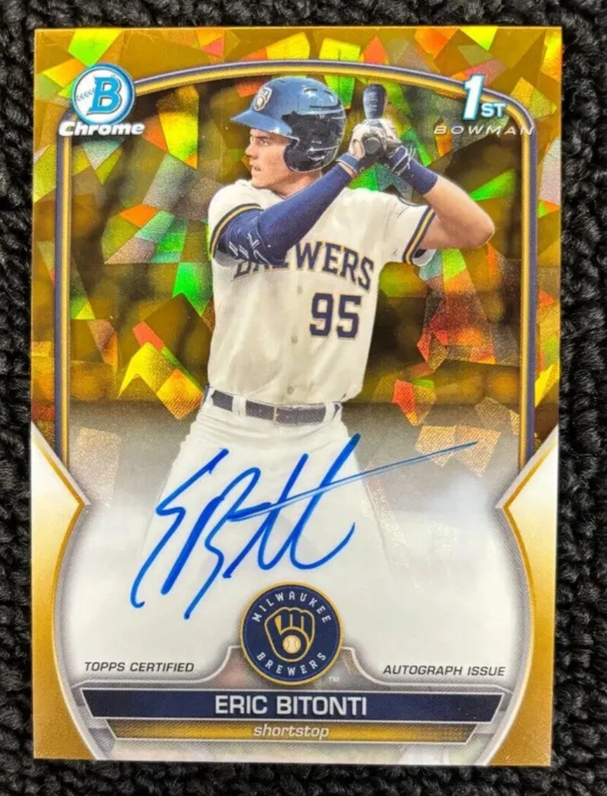 Eric Bitonti 2023 Bowman Chrome Draft Sapphire 1st Gold Refractor Auto 38/50