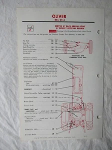 Oliver 1865 2155 1976 tabla de servicio de lubricación de tractor datos - Imagen 1 de 2