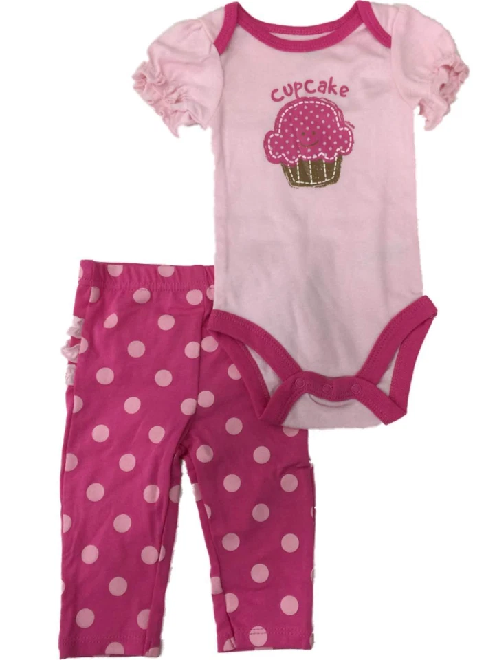 Conjunto de pieza de legging inferior con volantes y body body suit rosa cupcake para niñas infantiles Foto 1 de 1