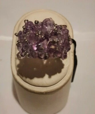 Anello in argento 925 millesimi rodiato con ametiste - Immagine 1 di 4