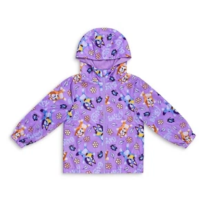 Bluey Girls Raincoat | Lilac Waterproof Fleece Lined Rain Jacket with Hood - Picture 1 of 7