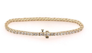 GH/VS2 Round Genuine Lab Grown Diamond Tennis Bracelet 18k Yellow Gold 7" inch