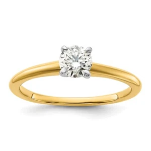 14K Two-Tone Gold 1/2Ct Round Lab Grown Diamond Solitaire Engagement Ring Size 7 - Picture 1 of 7