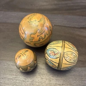 Vintage Hand painted Old World Globe Nesting Doll - Picture 1 of 3