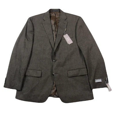 Abrigo deportivo Michael Kors a cuadros para hombre 42R marrón ajuste clásico elástico $295 Foto 1 de 4