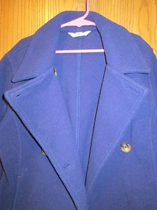 Land's End Girl's Blue Fleece Peacoat Coat Size S / 7 - 8 - Picture 1 of 4