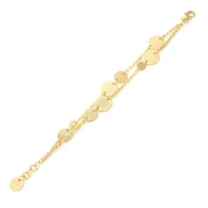 UNOAERRE Armband Damen Doppel Kette Und Kreise IN Bronze Vergoldet 19-20 CM - Bild 1 von 2