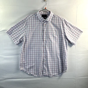 Marks and Spencer Men Short Sleeve Shirt Size XL Plaid Cotton Regular Fit Pocket - Picture 1 of 7
