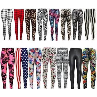 A2Z 4 KIDS Kinder Mädchen Comic Graffiti Blumenmuster Leopard Tartan aztekischer Druck Leggings 5-13 Jahre