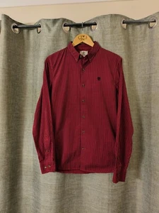 Timberland Mens Red Check Long Sleeve Slim Fit Shirt 100% Cotton Size Medium - Picture 1 of 8