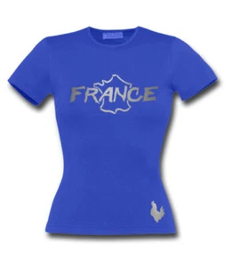 Damen T-Shirt Frankreich blau und silber metallic - Bild 1 von 1