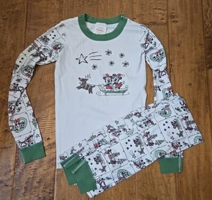 Disney Kids Unisex Minnie & Mickey Mouse Pajamas Size 140 10 White PJs 2PC Set - Picture 1 of 9