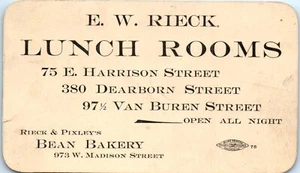 Rieck & Pixley's Bean Bakery Lunch Rooms Business Card San Francisco c.1880s - Picture 1 of 2