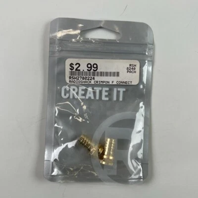 RadioShack 2780224 Gold Plate Crimp On F Connector (for RG-59 Coaxial Cable) (2) - Image 1 of 2