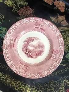 Plato de pan/postre rojo vintage Royal Staffordshire Pottery England Jenny Lind - Imagen 1 de 4