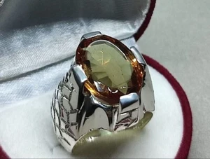 Oval Cut 12 Carat Alexandrite Sterling Silver 925 Handmade Alexandrite Mens Ring - Picture 1 of 12