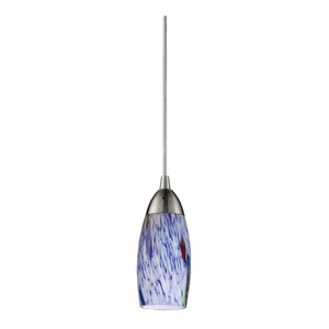 Elk 110-1BL Milan Light Pendant, 3 x 7-inch, Satin Nickel And Starlight Blue - Picture 1 of 2