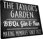 PERSONALISED CHALK STYLE GARDEN METAL WALL SIGN GIFT PRESENT FAMILY BBQ