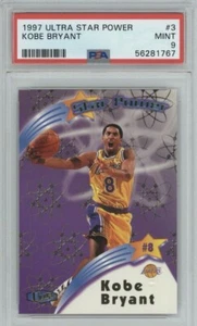 KOBE BRYANT PSA 9 1997 ULTRA STAR POWER BASKETBALL #3 LOS ANGELES LAKERS - Picture 1 of 2