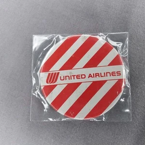 United Airlines Red White Stripe Round Button Pin - Picture 1 of 2