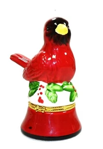 Lindo regalo vintage para amante de los pájaros - caja de anillo pequeño cardenal de los años 90 - Imagen 1 de 6