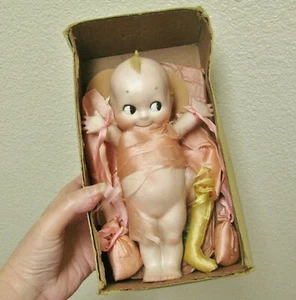 ANTICA SCATOLA BAMBOLA VINTAGE O'NEILL KEWPIE BISQUE FIRMATA CON INCHIOSTRO! 8" 8 1/4" - Foto 1 di 12