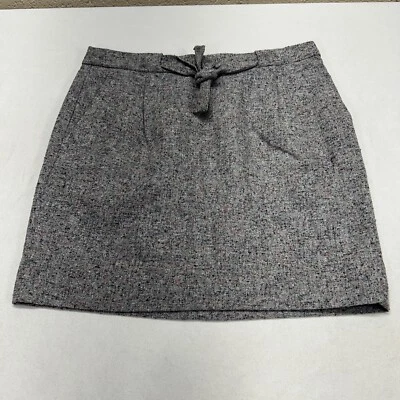 J. Crew Mini Skirt Women’s Size 6 Gray Wool Tweed Bow Tie Waist Career wear - Image 1 of 4