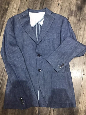 Zara Studio Men’s linen  Blazer In Blue Size 46, UK&US 36 - Image 1 of 4