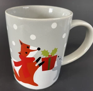 Crate & Barrel Joan Anderson Holiday Critters 2018 Mug Fox Reindeer Bunny Bird - Picture 1 of 10