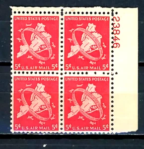 SCOTT # C38 - N Y C JIBILEE PLATE # BLOCK OF 4 AIR MAIL STAMPS - XF / OG /MNH - Picture 1 of 3
